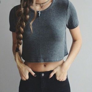 Brandy Melville Gray Ribbed Crop Top
